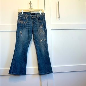 bootcut jeans with embroidered design